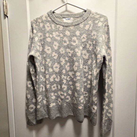 OLD NAVY Women's Grey White Leopard Print Long Sleeves Pullover Sweater - Medium - Picture 7 of 13